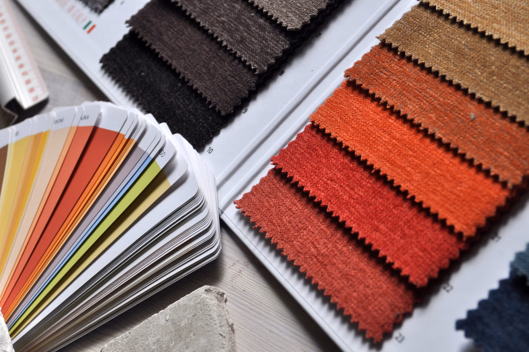 Fabric swatches selected for texture and colour