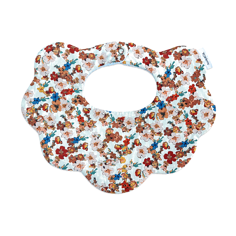 Amelia vintage floral scalloped cotton baby bib by Rudy & Co