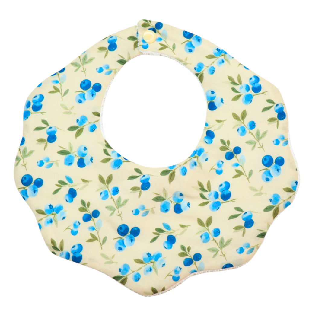 Azure blueberry print cotton baby bib by Rudy & Co
