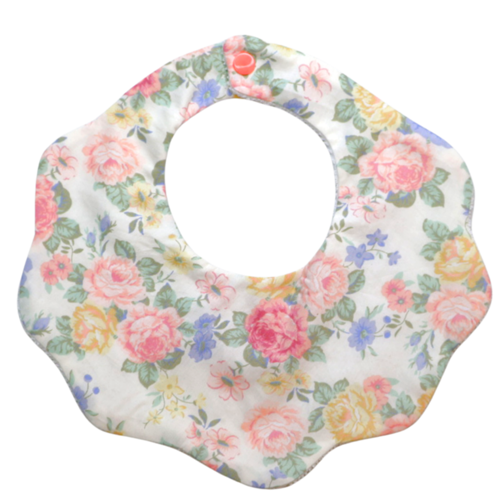 Rosie cottage floral cotton baby bib by Rudy & Co