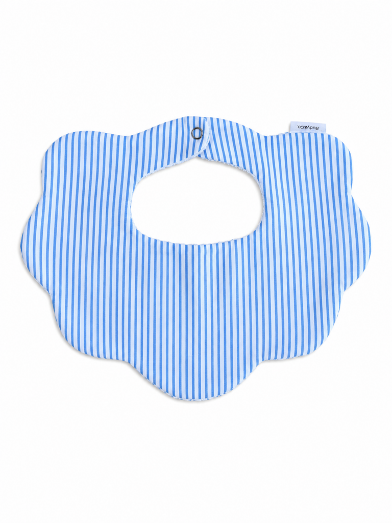 Oliver striped scalloped cotton baby bib by Rudy & Co